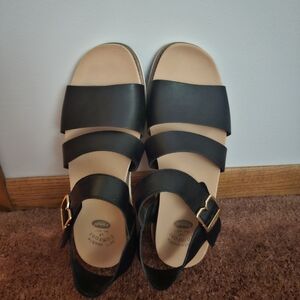 Dr. Scholl's Black Strappy Sandal 8M EUC